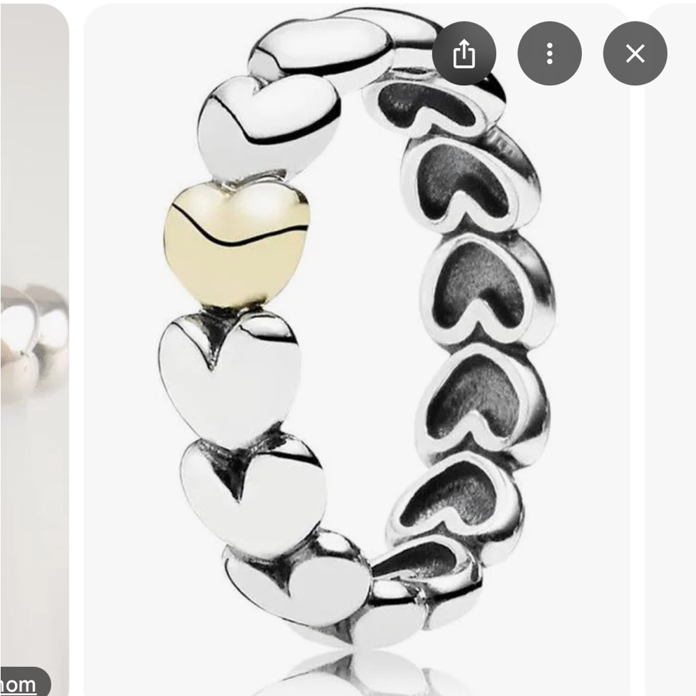 Pandora Silver and Gold Heart Ring